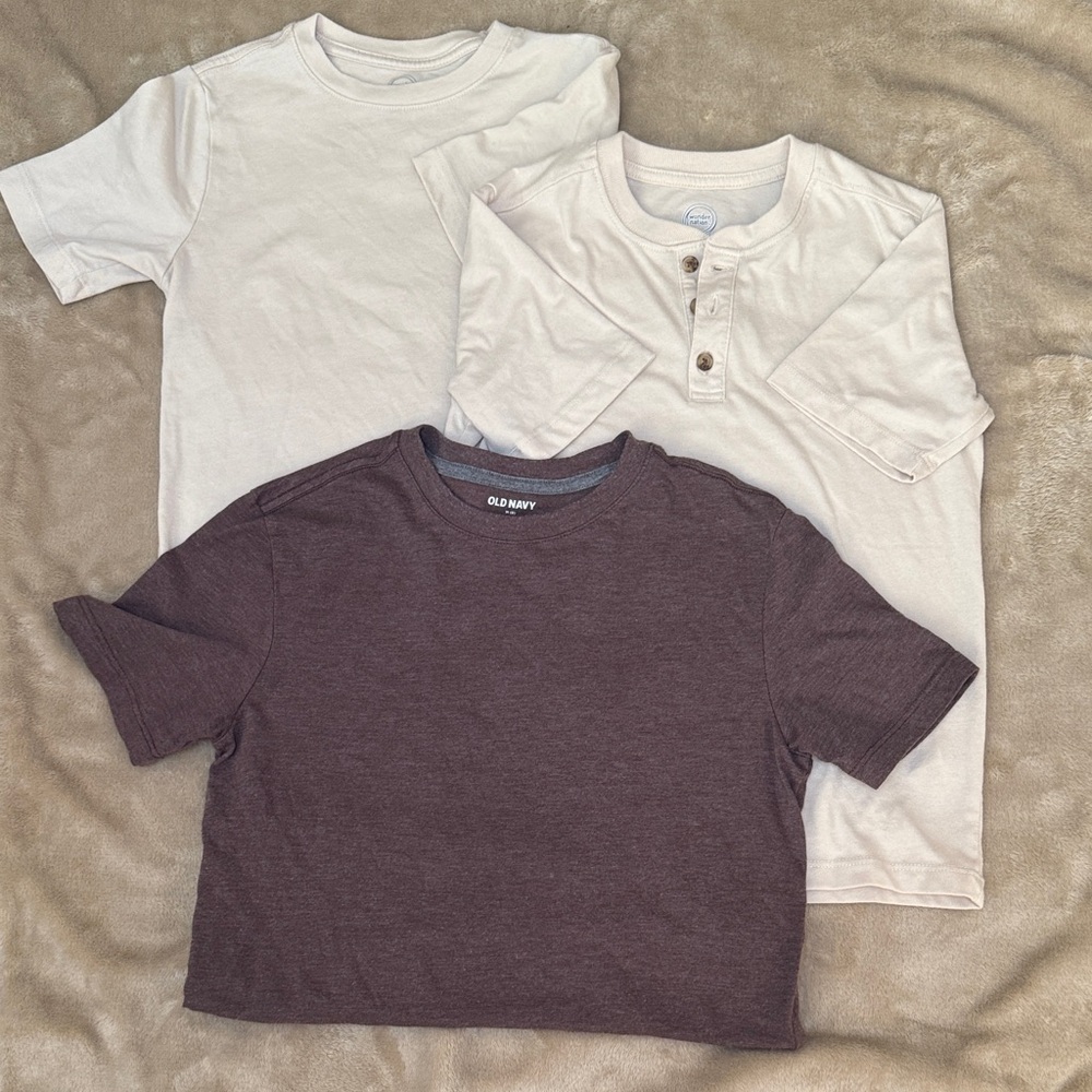 Boys Cream and Brown Short Sleeve Tees